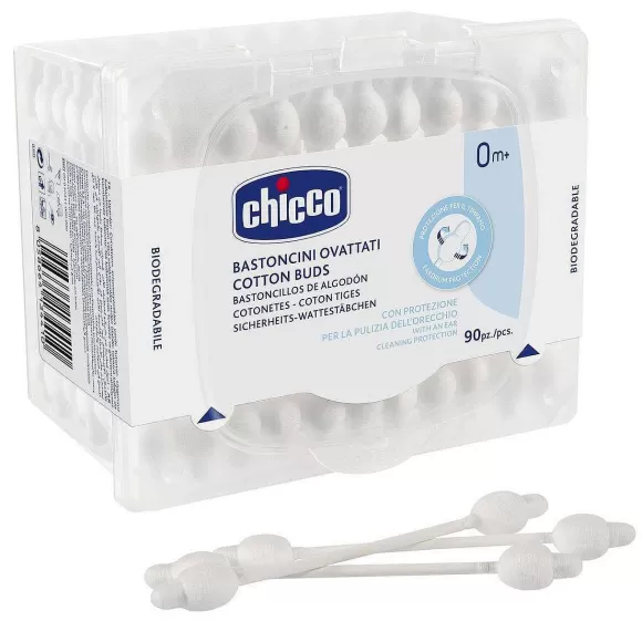 Chicco Bastoncini Ovattati Con Protezione Per Timpani 90Pz | Cura E Accessori Bagnetto